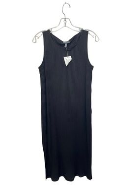 NWT Eileen Fisher | Tunic Split Hem Ballet Neck Ribbed Knit Black Top XS